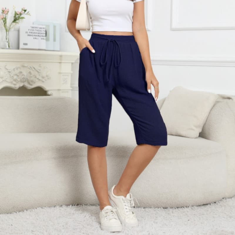Women's new casual loose pocket cotton and linen casual pants