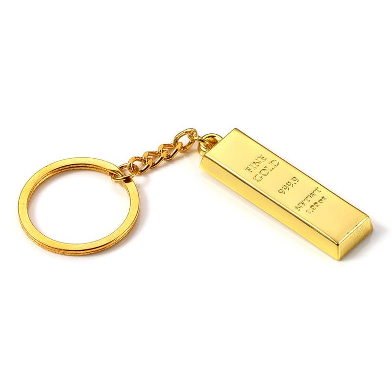 Golden Brick Keychain for Car Keys Design Luxury Gold Bar Key Chain Motorcycle Keyring Fashion Jewelry Accessories