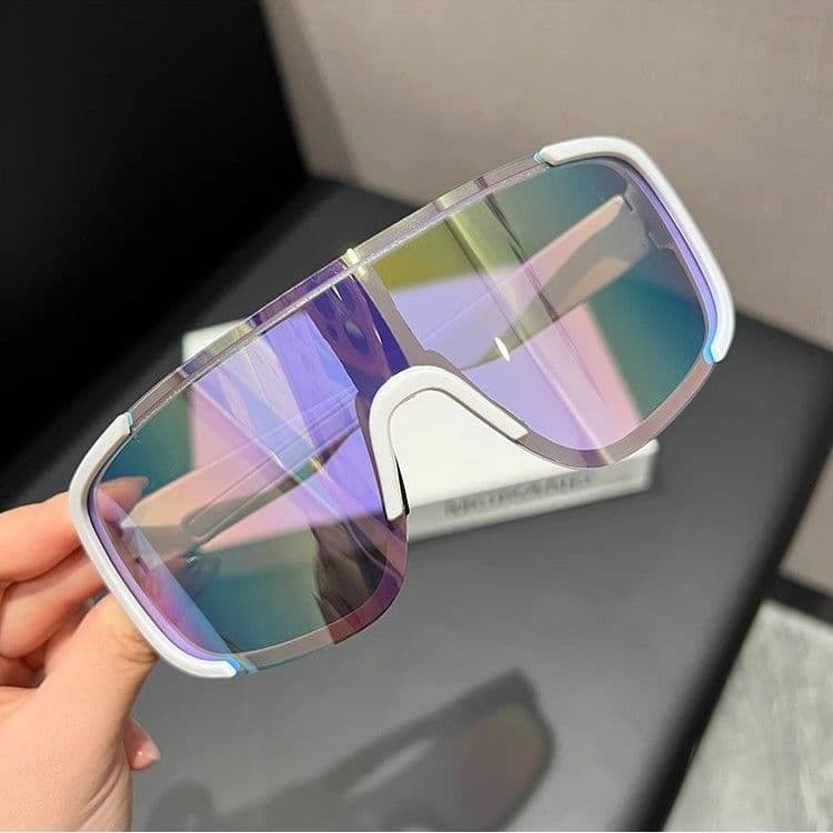 Cyberpunk futuristic square connected for men women's outdoor cycling, skiing, windproof, and colorful sunglasses
