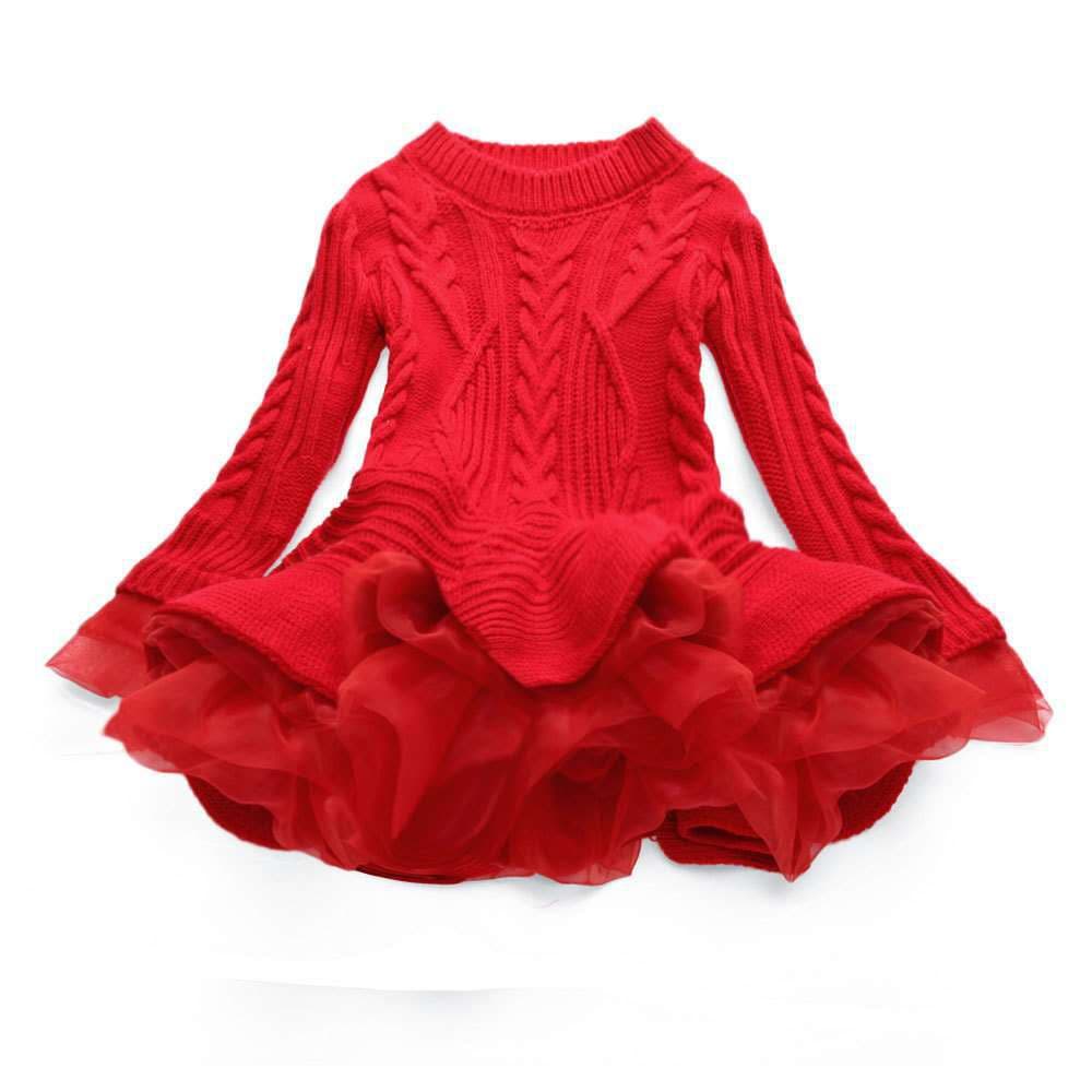 Kid's Clothing 2024 autumn and winter children's clothing knitted long sleeved girls princess dress sweater dress