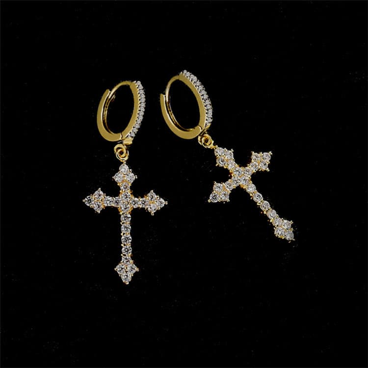 Boucles d'oreilles pendantes en forme de croix, style coréen, argentées, style punk hip-hop, bijoux de fête