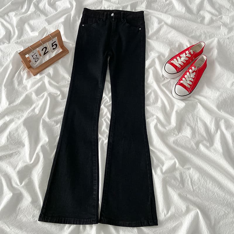Women's Clothing Autumn And Winter Horseshoe Trousers High Waist Slim Fit Versatile Elastic Mopping Straight Flared Trousers