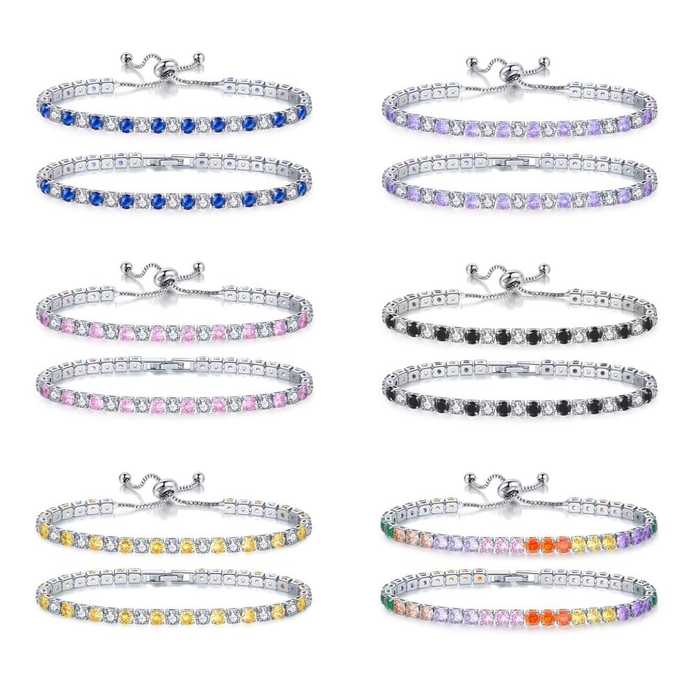 Popular Colorful Zircon Bracelet Women's Intermittent Full Diamond Plating Tennis Chain Jewelry