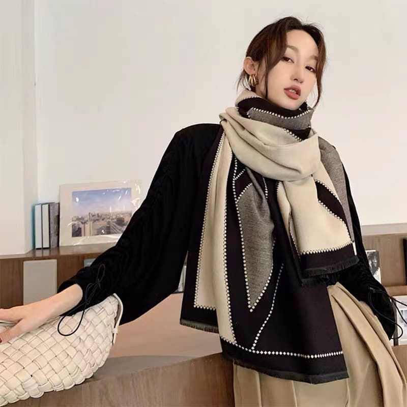 Écharpe pied-de-poule simple pour femme, nouvelle collection automne-hiver, légère et luxueuse, longue section, châle chaud en cachemire épais