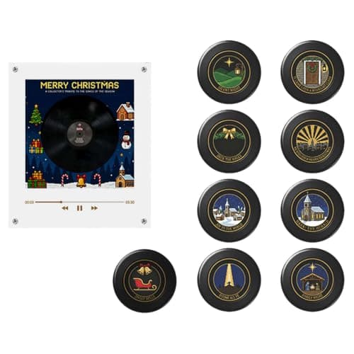 Coffret lecteur de musique magnétique de Noël pour réfrigérateur avec 9 disques et mini-vinyle USB-C