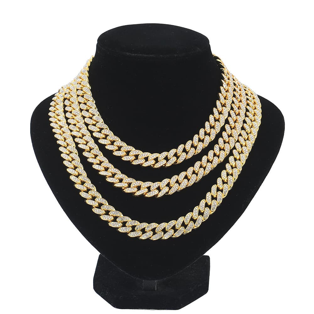 Men's Personalized All Match Hip Hop Necklace Bracelet Full Diamond Punk Cuban Chain Jewelry