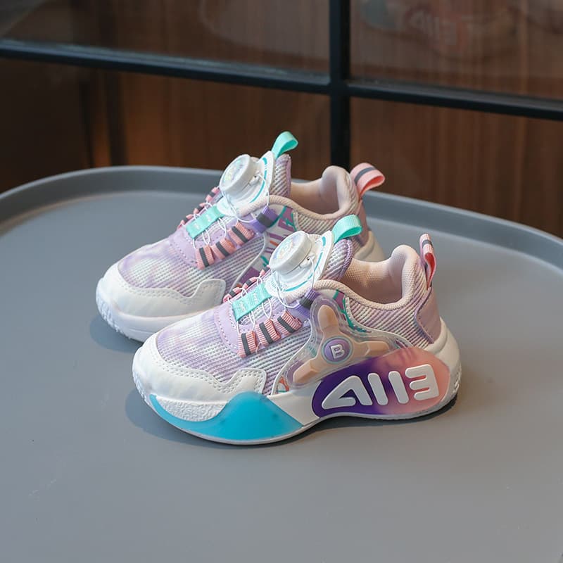 Boys cool rotating button sneakers new kids handsome big kids basketball shoes girls shoes