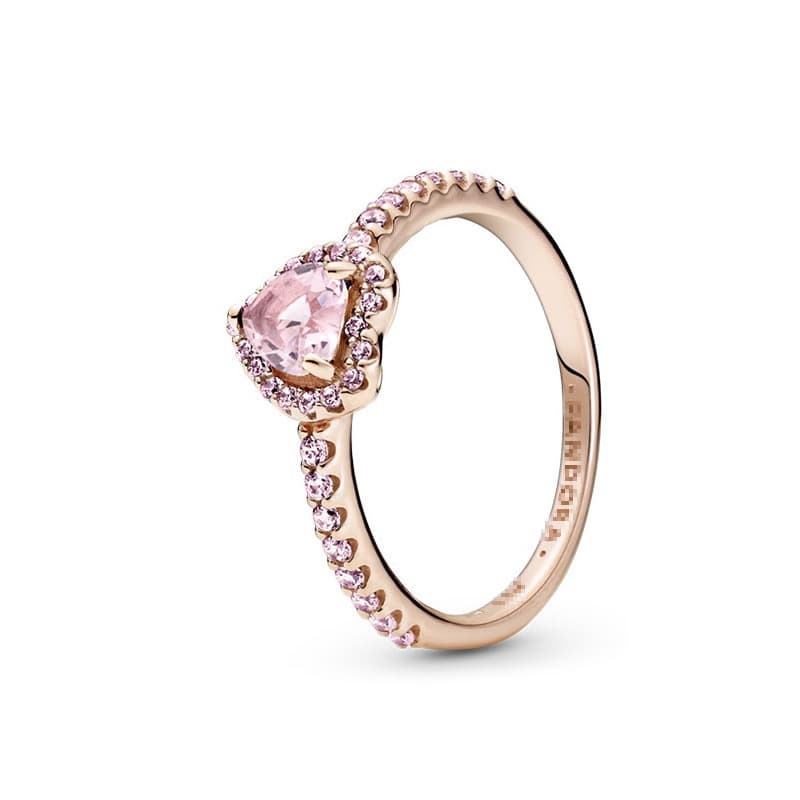 Bague Panjia Duola en cuivre plaqué argent, série Noble, cœur rouge, rose et blanc