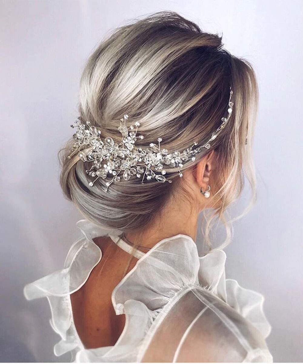 Unisex Bridal accessories Hair accessories Handmade crystal shaped female headband gold and silver organza dress Accessory headwear