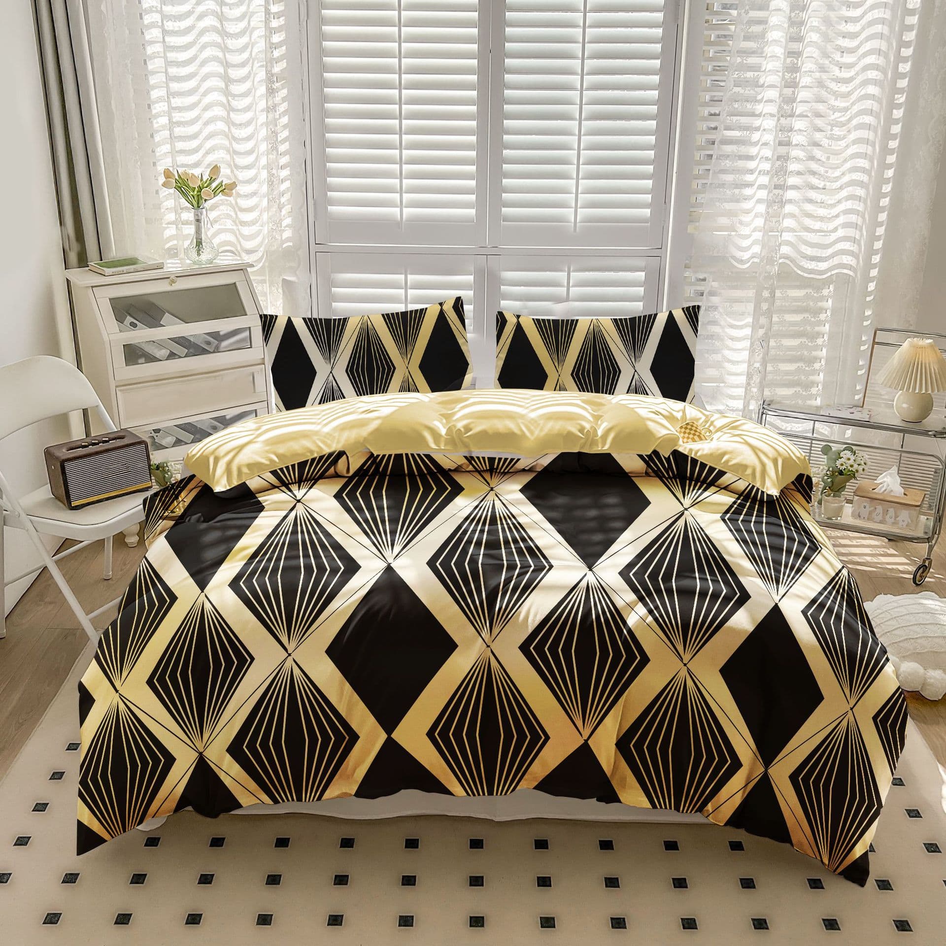 Digital Print Bedding Set - 3/4 Piece Duvet Cover + Pillowcases (100% Cotton OEKO-TEX Certified Breathable & Soft For Home/Hotel Use)