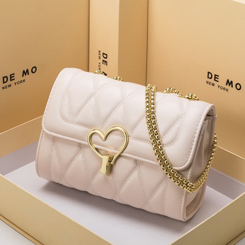 Heart-shaped Gift Girlfriend -style Quilted Chain Versatile Crossbody For Women Summer Small Bag With Lock