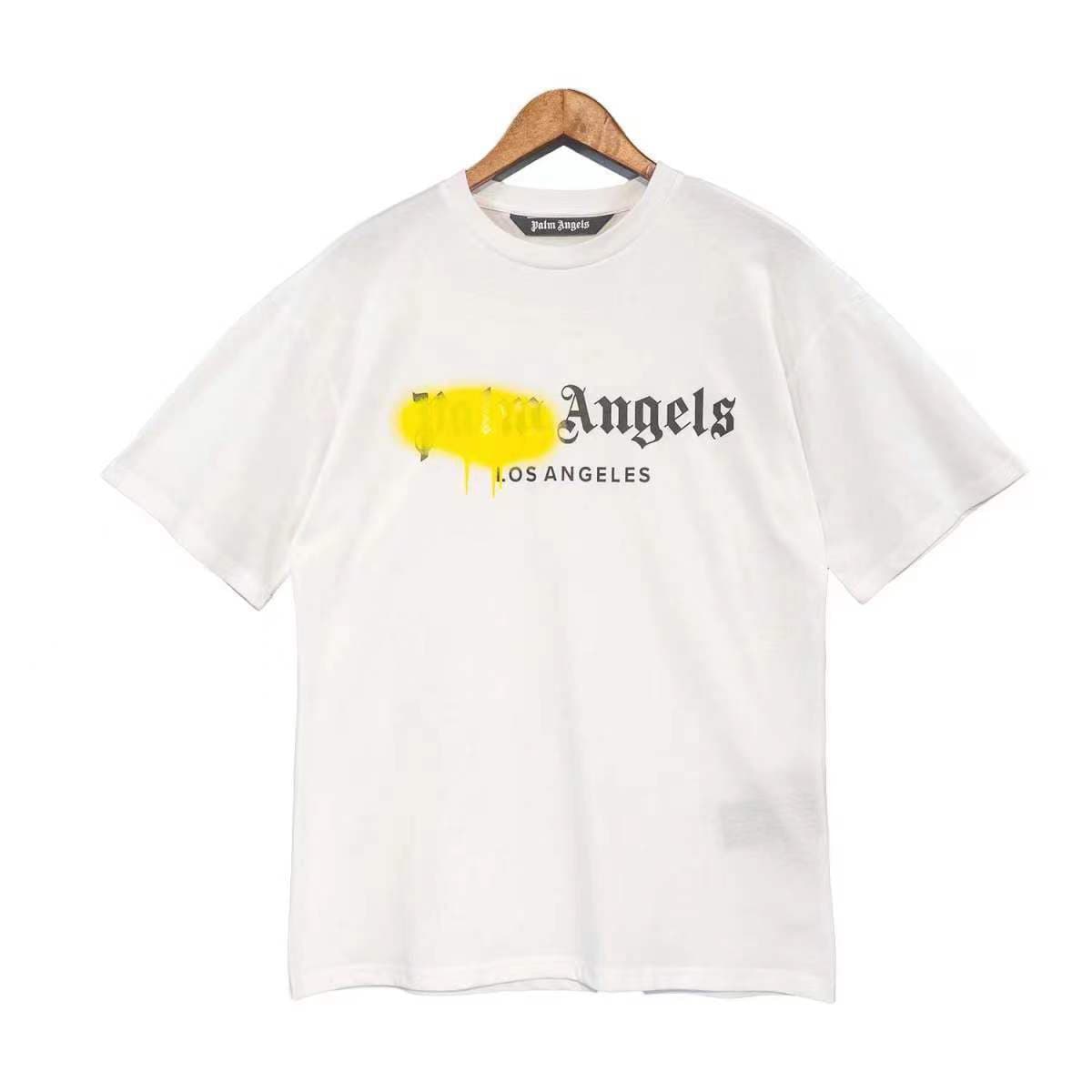 T-shirts en coton à manches courtes pour hommes et femmes, amples et décontractés, avec lettres graffiti dissolvantes, palmiers, anges