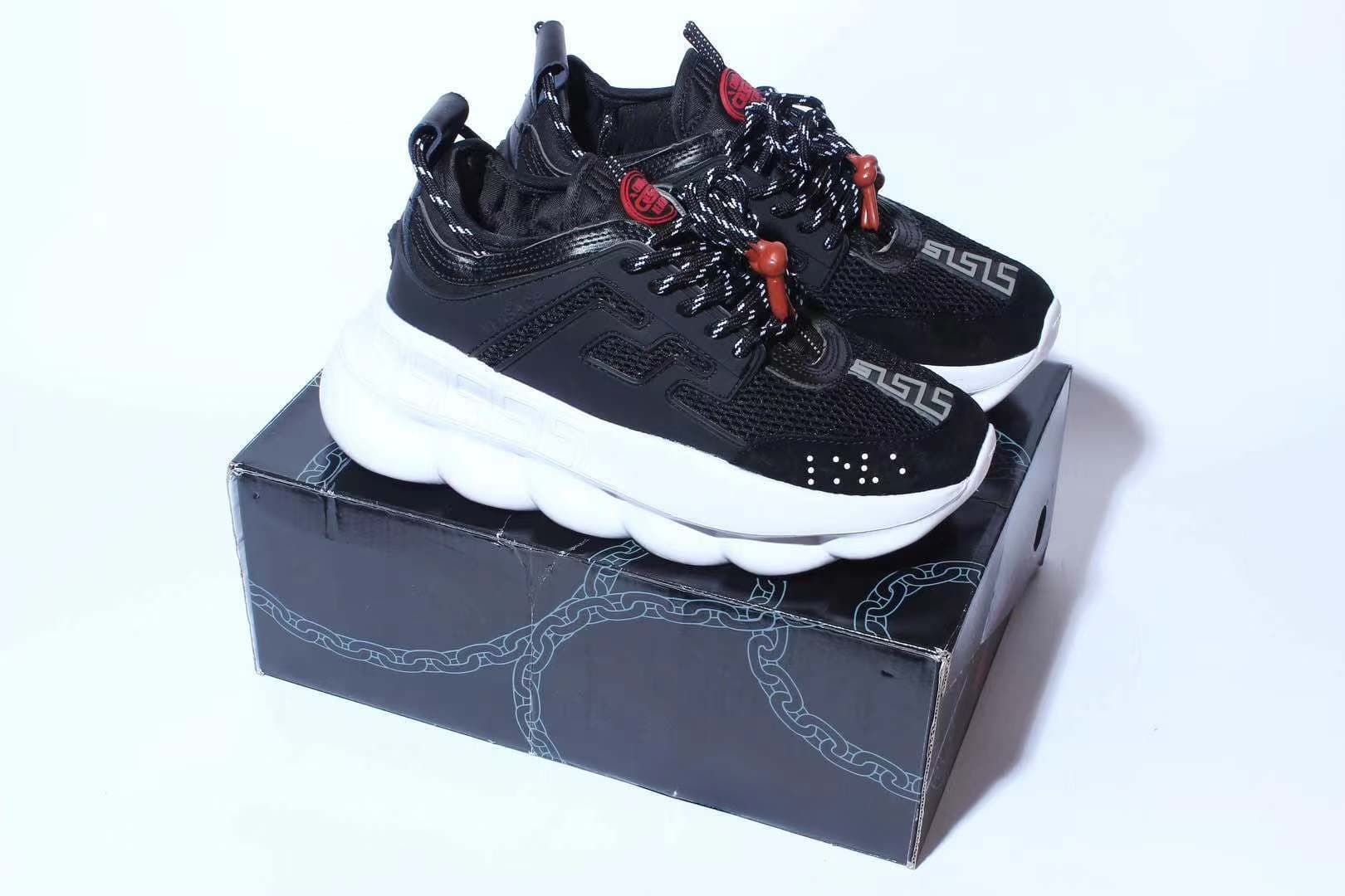 Chaussures de sport décontractées tendance Chain Reaction à tige basse, style rétro, polyvalentes, pour couples, semelle épaisse rehaussante et