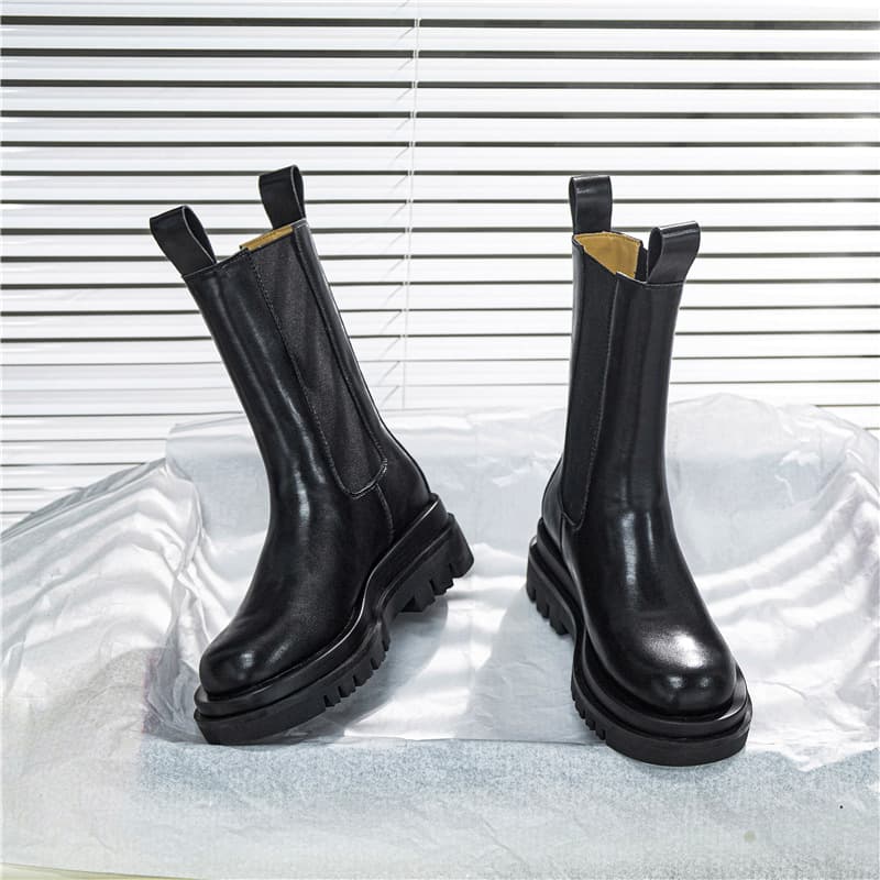 2023 New Genuine Leather Pipe Boots Children's Autumn And Winter Thick Sole Long Barrel Short Boots Knight Martins