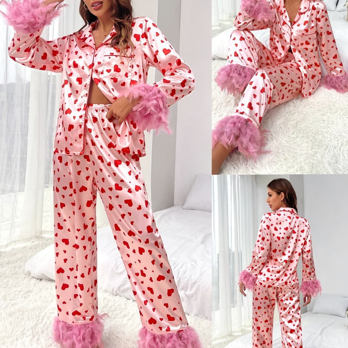Women's Valentine's Day sweet love print casual pajamas