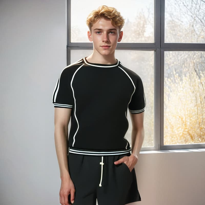 Men's Clothing Men's Style Short Sleeve Knit Sweater Slim Fit Round Neck Pullover Fashionable High End Trendy Handsome T-Shirt