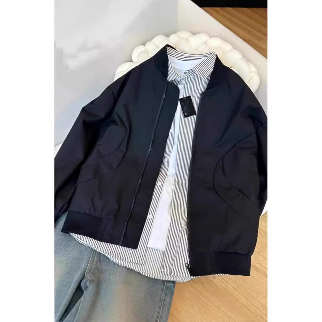 Jacket Spring and Autumn New Outdoor Washed Casual Clothes Loose Workwear Stand Collar Men's Coat