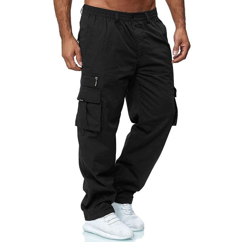 2023 Men's New Casual Multi-pocket Loose Straight Overalls Outdoor Trousers Fiess Pants For Men