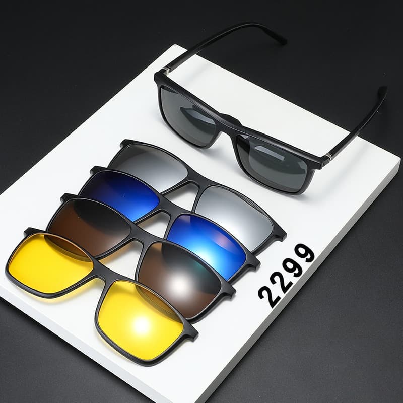 New Arrivals 6 In 1 Spectacle Frame Men Women With 5 PCS Clip On Polarized Sunglasses Magnetic Glasses Male Computer Optical 2299