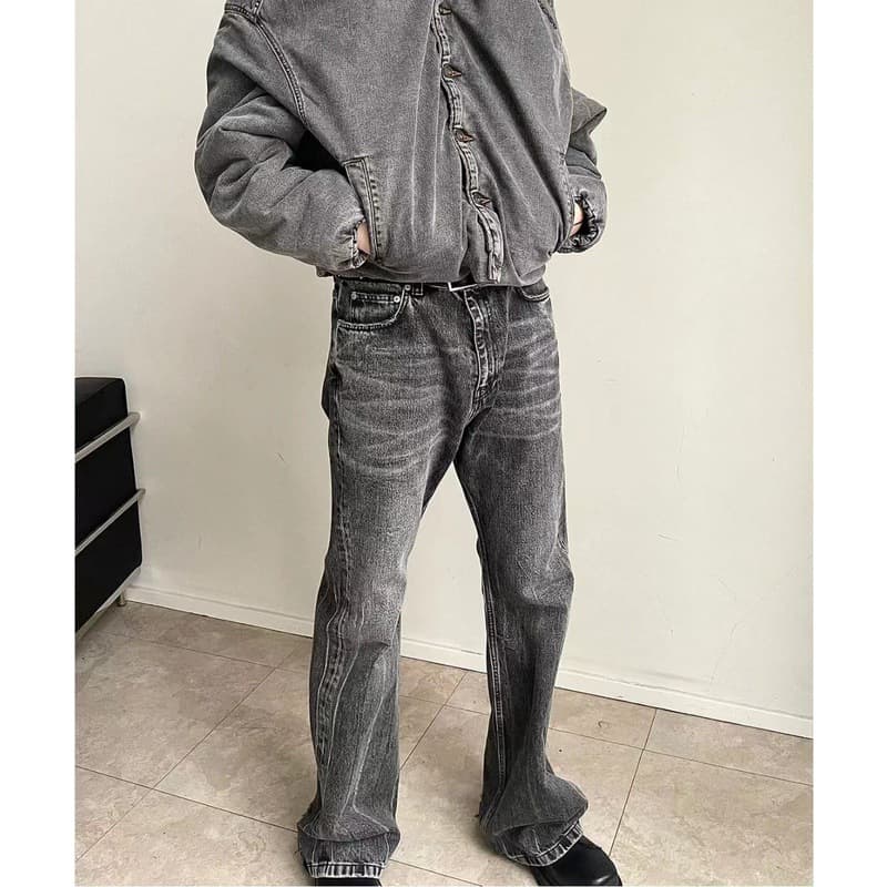 Vintage Washed Black-Gray Baggy Jeans – Men’s Distressed Flared Trousers, Oversized Denim With Cat Whiskers & Knee Rips, Streetwear Drop-Crotch Pants​