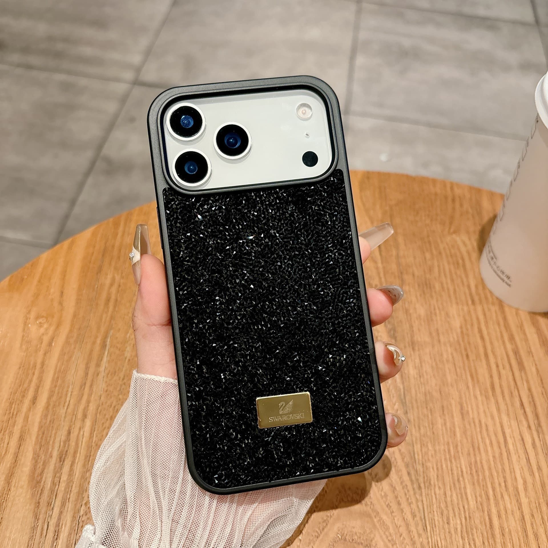 Coque luxueuse et scintillante en diamant pour iPhone 17 Pro Max et iPhone 15, plaquée or, marque tendance, strass haut de gamme, 16 pouces.
