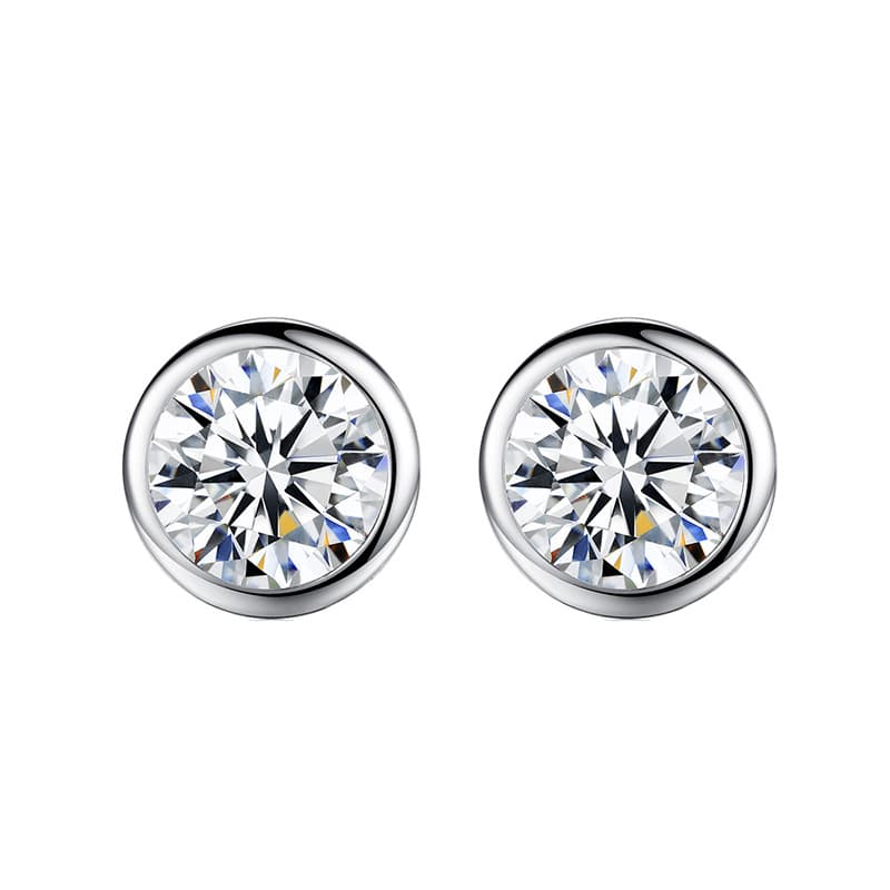Single diamond inlaid earrings platinum plated white gold real gold moissanite female carat net red earrings simulated zircon