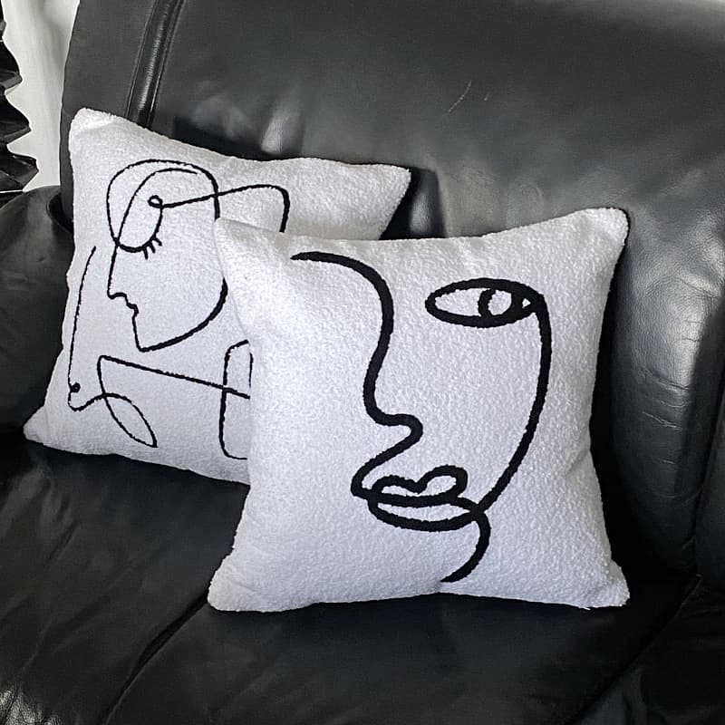 ​Luxury White Teddy Fleece Throw Pillow - Abstract Minimalist Design For Sofa, Bed & Car