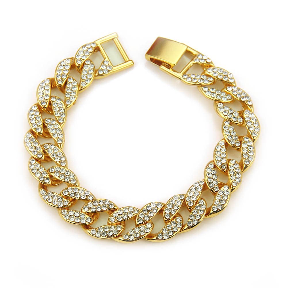 Accessories Hot Sale Hip Hop Diamond-Encrusted Cuban Bracelet Fashion Trendy Men's Jewelry
