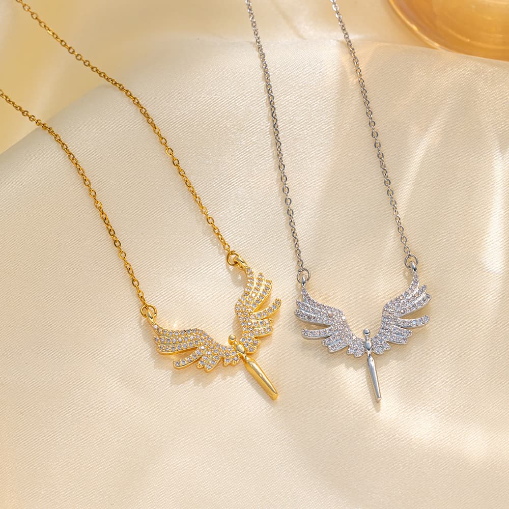 Style Selling Explosive Micro Inlaid Diamond Angel Wings Angel Necklace