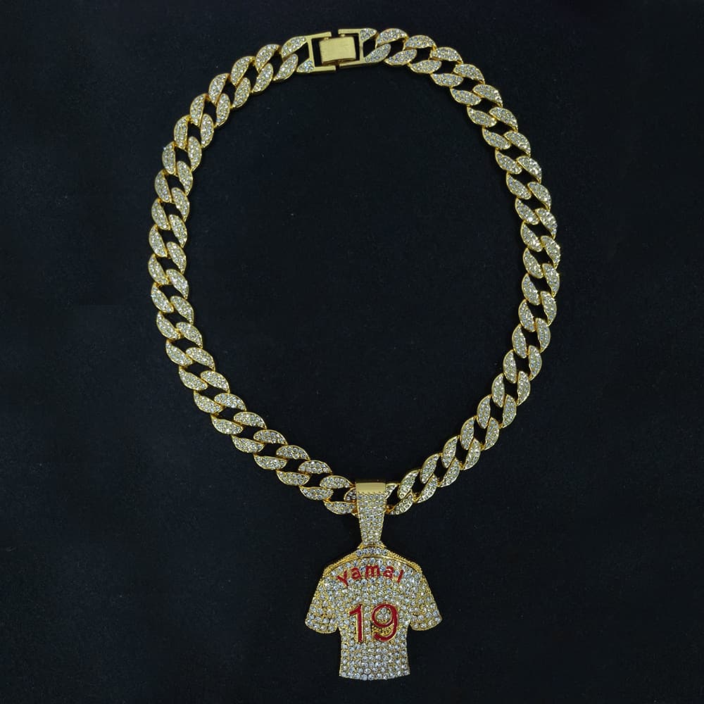 Saipai New Product Full Of Diamond Oil Drop Yamai No.19 Jersey Alloy Pendant Men's Personality Trend Cuban Chain