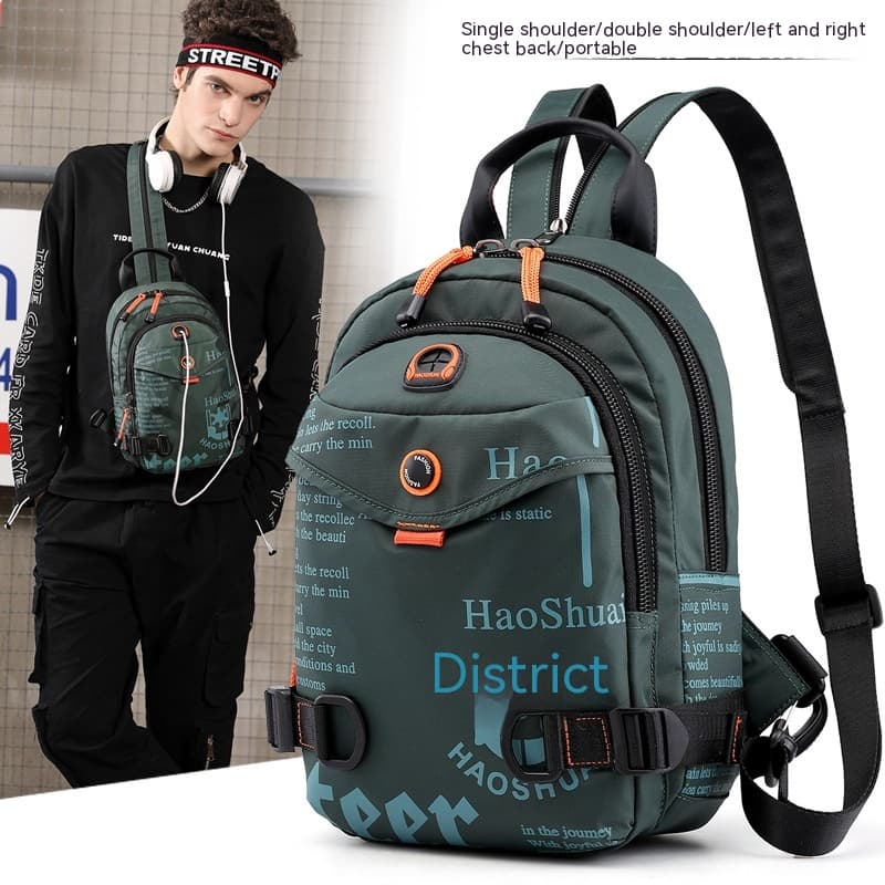 New Versatile Casual Outdoor Men's Chest Bag Multi Functional Fashion Backpack Waterproof Nylon Cloth Single Shoulder Crossbody Bag