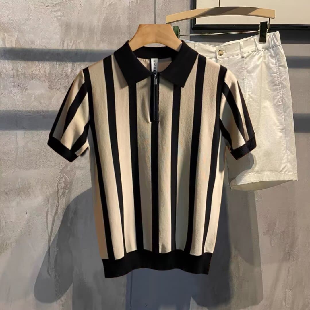 Men's Clothing Knitted Short Sleeved Summer Knit Short Sleeve Shirt Slim Fit Casual Turn-Down Collar T-Shirt Breathable Comfortable For Daily Wear​​