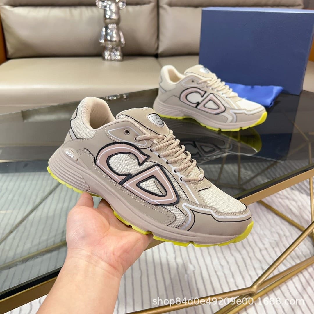 Chaussures de sport décontractées Guangzhou Goods CD Fashion B30, version haute, réfléchissantes, patchwork, pour papa, pour couple