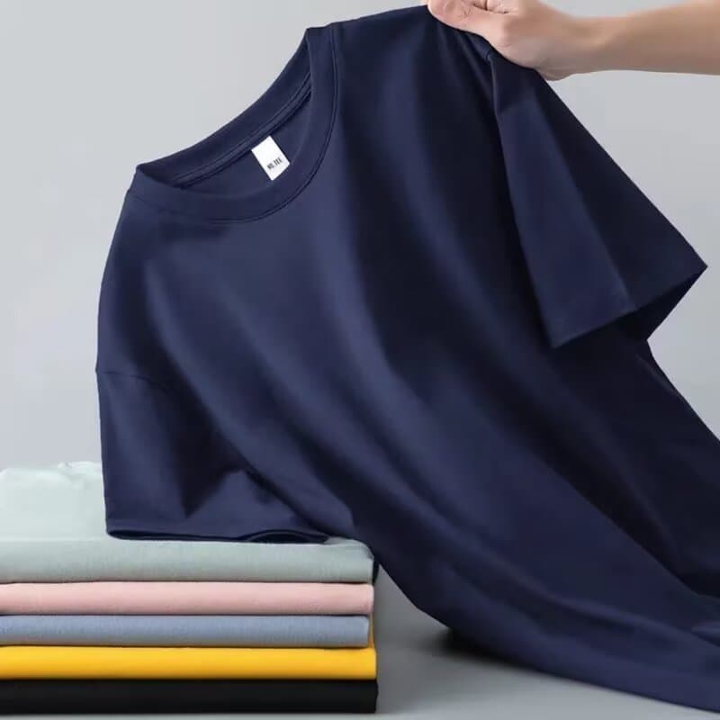 Summer New Short For Men With Round Neck And Solid Color Upper Garment Casual Loose Half Sleeved Basic Base T-shirt