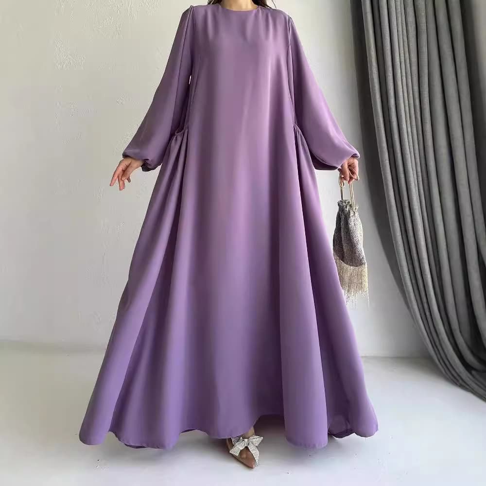 Women’s Clothing New Muslim Women's Loose Solid Color Robe Abaya Dress Fashion