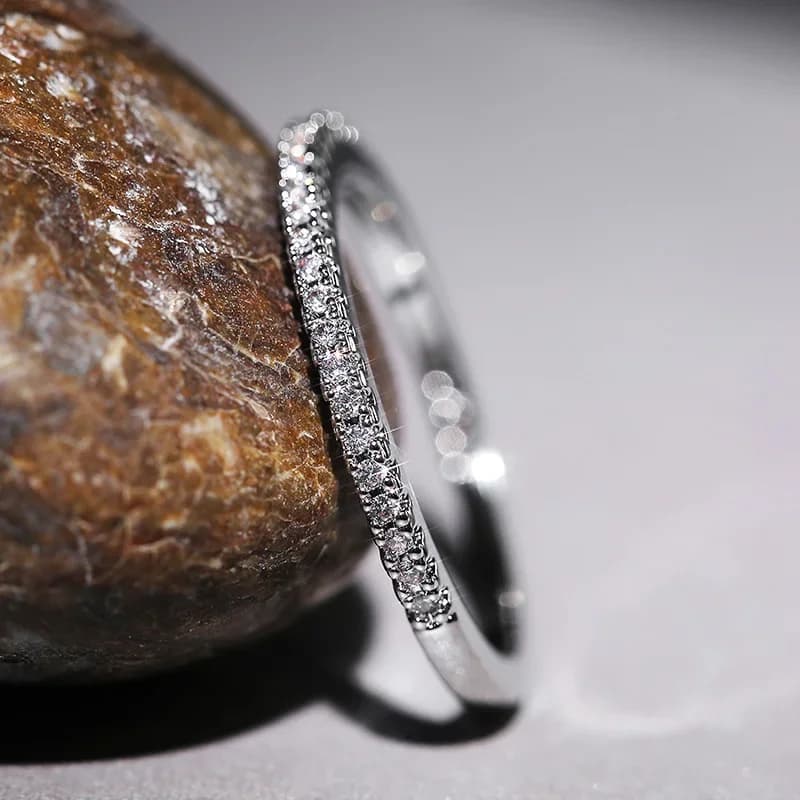 Hot Sales New Minimalist Thin Rings For Women Wedding Brilliant Cubic Zircon High Quality Versatile Female Finger Ring Party
