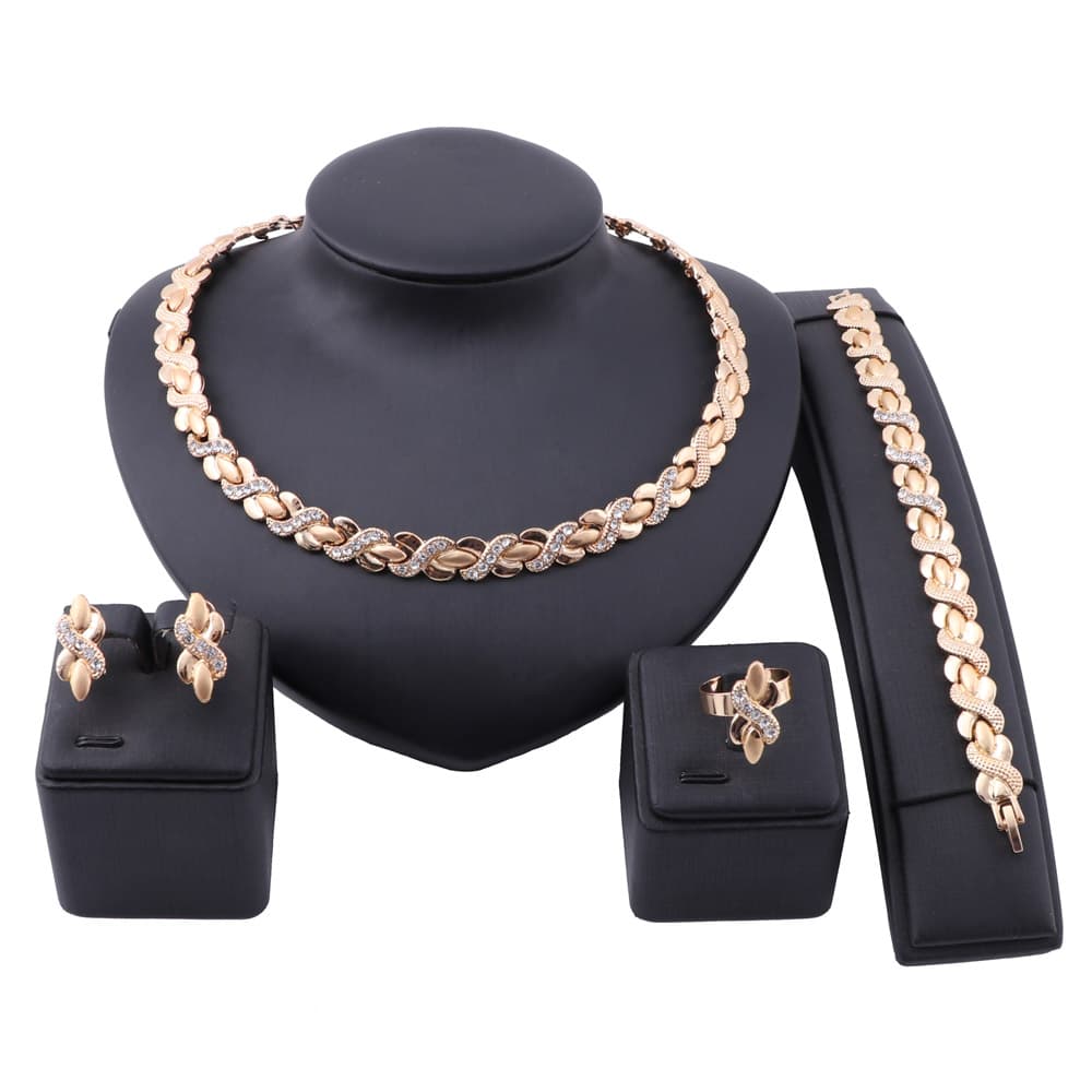 Statement Jewelry Set Brand Dubai Gold Silver Color Necklace Jewelry Sets Nigerian Wedding Woman Accessories set