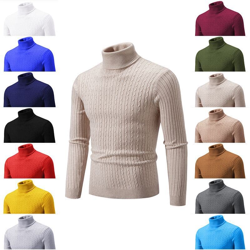 Men's Clothing wholesale men's sweater high collar solid color twisted bottoming shirt men high end new men