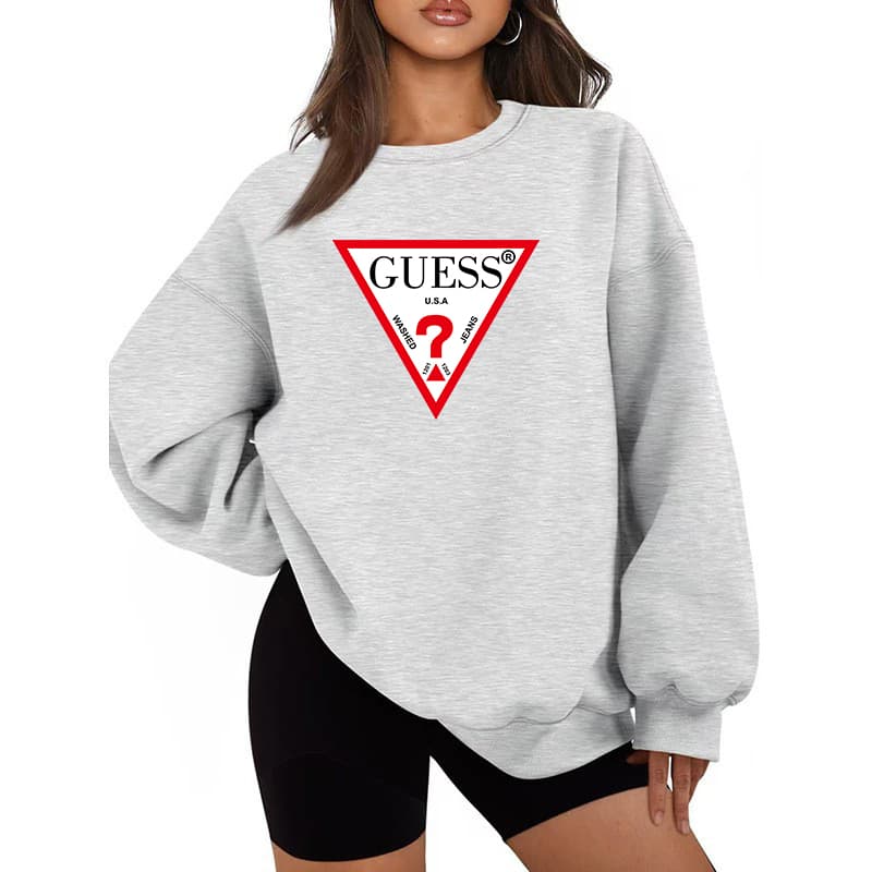 Sweat-shirt ample à col rond pour femme, imprimé de marque tendance printemps, automne et hiver