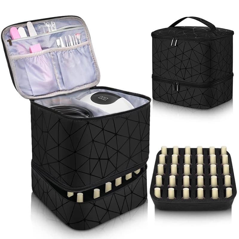 Functional Bags Nail Polish Storage Bag, Portable Double Layer High Capacity Essential Oil Bag, Can Accommodate 30 Bottles Of Bracket Lamp