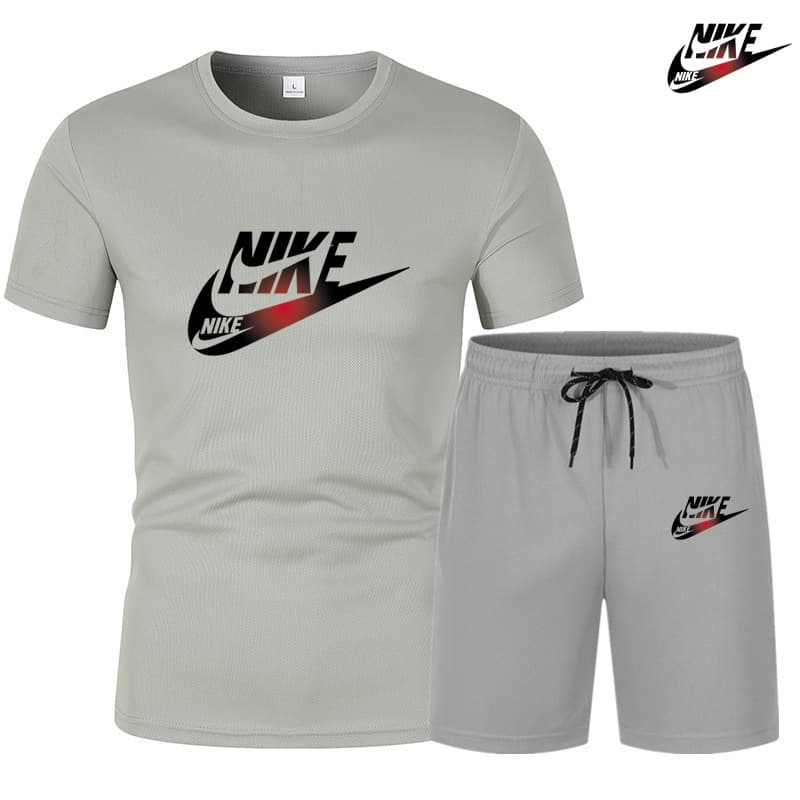 Ensemble de sport décontracté d'été pour hommes, T-shirt à manches courtes + short, deux pièces, élastique et respirant, ensemble d'entraînem