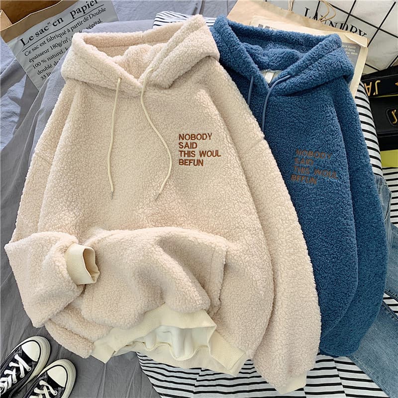 ​​Women’s Fleece-Lined Oversized Hoodie – Cozy Winter Pullover With Embroidery (10 Colors, 4 Sizes, Plush & Warm)​​
