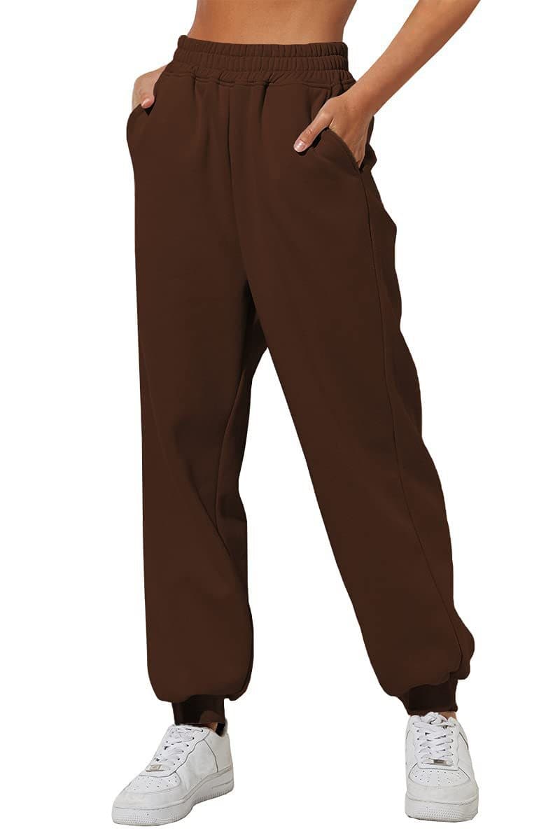 Women's Solid Color Sports Casual Pants with Loose Legs