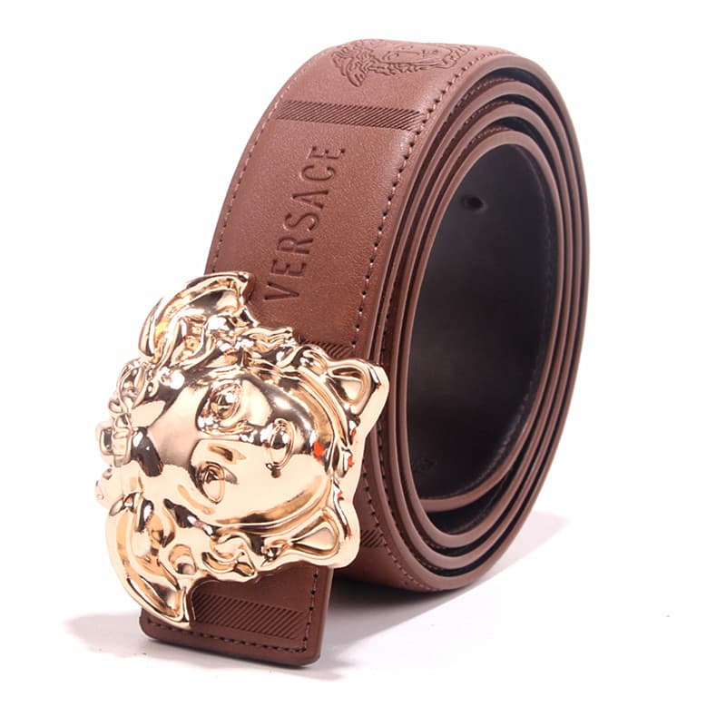 Beauty Head Ceinture en cuir véritable gaufré Ceinture unisexe en cuir véritable 3,8 cm
