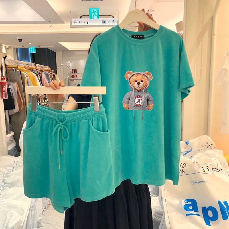 Women's Clothing Short Sleeved T Shirt Shorts Sports Two Piece Suit