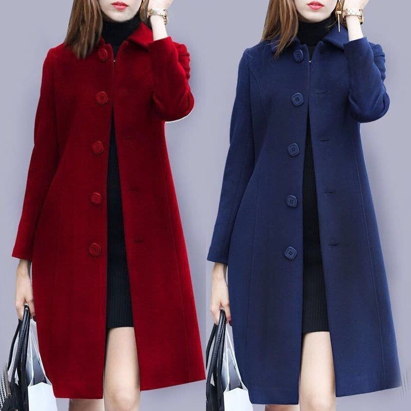 Women's Clothing autumn and winter new medium and long large size slim fit woolen coat suit for women