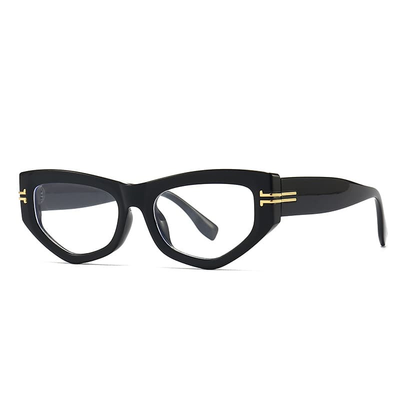 Exclusive Angular Cat Eye Sunglasses Modern Retro Temples Jumping Shape Decorative Flat Mirrors For Men