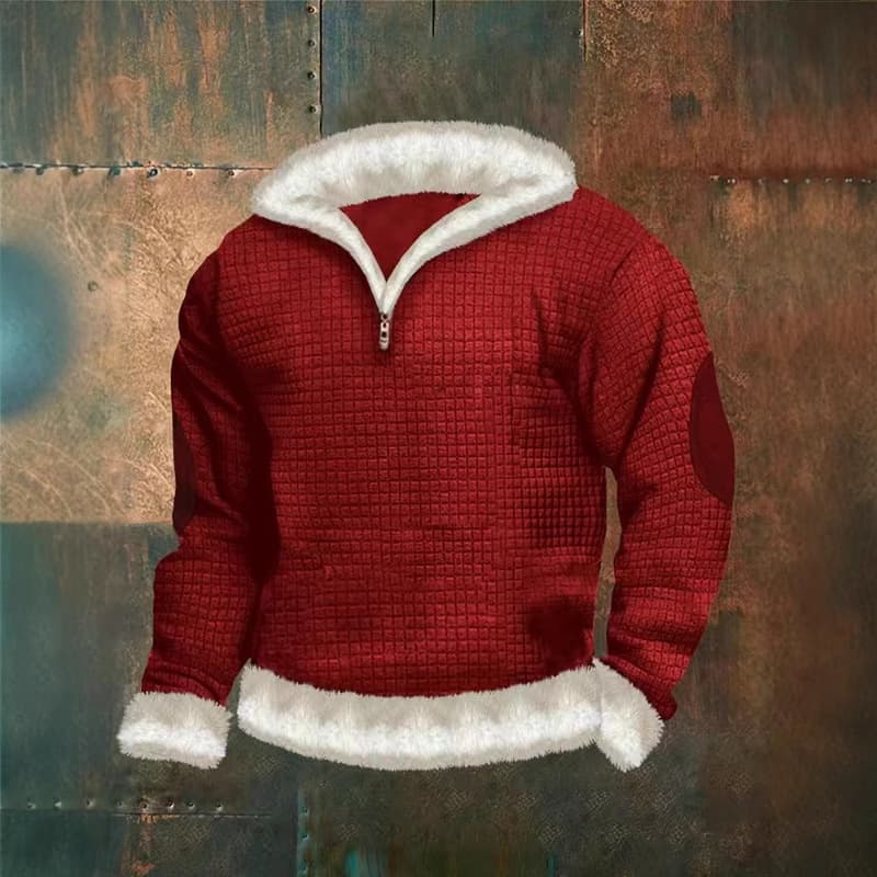 Men's Clothing Sweatshirt Plus Velvet Hooded Casual Men's Christmas Fleece Hooded Sweatshirt - Cozy Pullover With Print, Red, S-XXXXXL