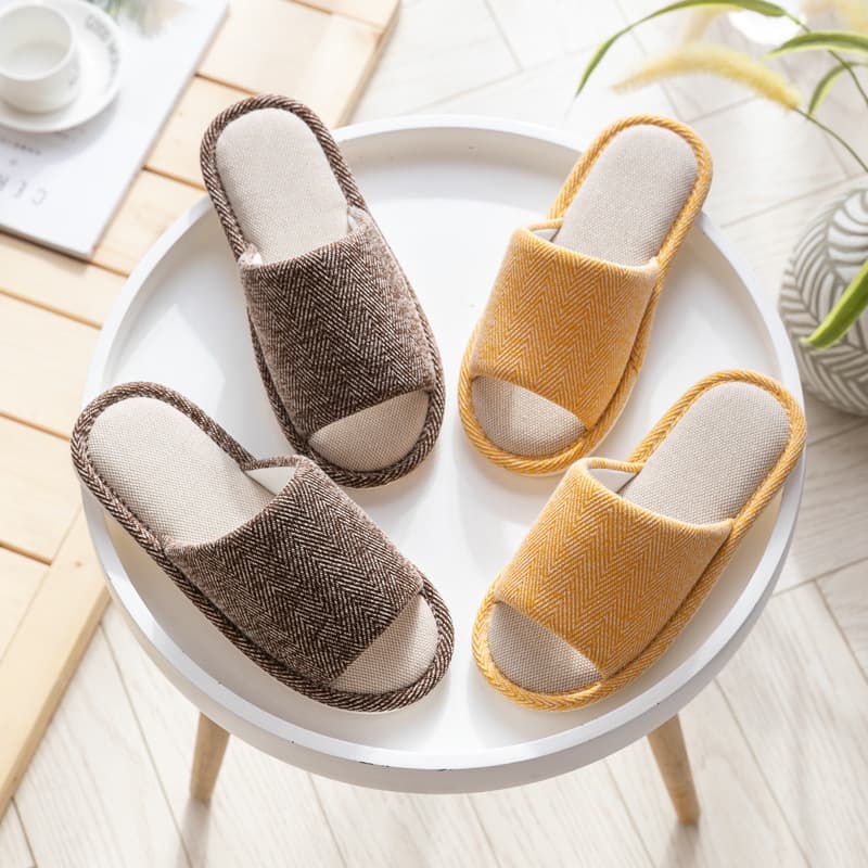Breathable Linen Slippers For Women & Men – Soft PVC Sole Non-Slip Indoor House Shoes – Unisex Home Sandals In Candy Colors