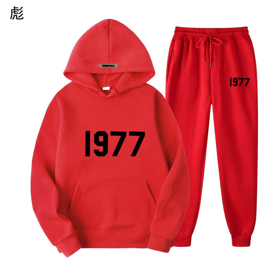 Ensemble pull polaire ample ESSENTIALS Double FOG Fashion Brand High Street, sweat à capuche unisexe avec inscription 1977.